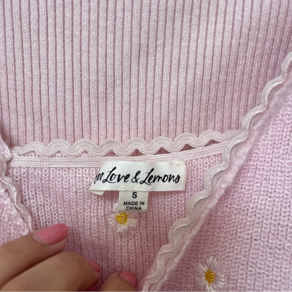 For Love & Lemons Cardigan & Bralette Pink Set Size Small - Picture 3 of 6